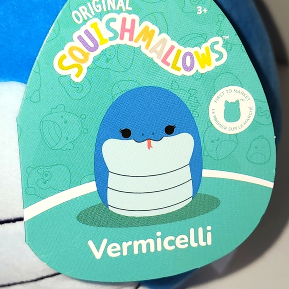 VERMICELLI 🐍 FTM ☆ Blie Iridescent Snake Original Squishmallow by Kelly Toy NWT - Picture 3 of 8